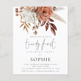 Flyer PAPER Terracotta Florals Script 21st Invite Fiesta