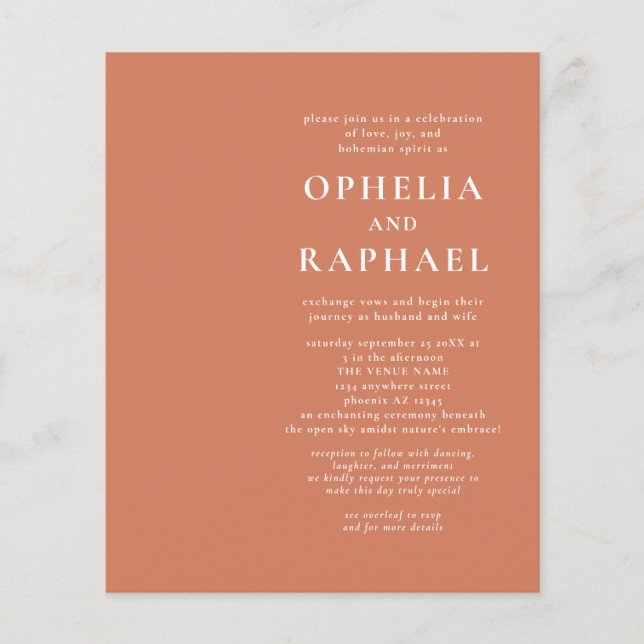 Flyer PAPER Terracotta QR Código Invitación bohemia (Frente)