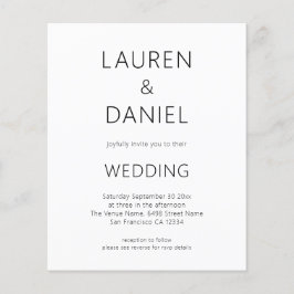 Flyer PAPER Texto Minimalista Código QR Boda blanco negr