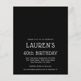 Flyer PAPER Texto simple Blanco Negro 40 cumpleaños Fies