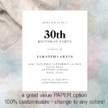 Flyer PAPER Texto simple Cualquier color Invitación de c<br><div class="desc">PAPER Texto simple Cualquier color Invitación a cumpleaños número 30. Un PAPER totalmente personalizable,  de buena relación calidad-precio,  no tarjeta,  alternativa más pequeña de 4, 5 x 5, 6 pulgadas suministrada SIN sobres (A6 es el tamaño más cercano a ajustar).</div>