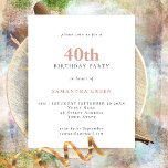 Flyer PAPER Texto simple Rubor 40 cumpleaños Invitación<br><div class="desc">PAPER Texto simple Rubor 40th Birthday Invitation. Un PAPER totalmente personalizable,  de buena relación calidad-precio,  no tarjeta,  alternativa más pequeña de 4, 5 x 5, 6 pulgadas suministrada SIN sobres (A6 es el tamaño más cercano a ajustar).</div>