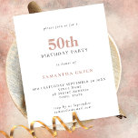 Flyer PAPER Texto simple Rubor 50 cumpleaños Invitación<br><div class="desc">PAPER Texto simple Invitación a cumpleaños 50 Rubor. Un PAPER totalmente personalizable,  de buena relación calidad-precio,  no tarjeta,  alternativa más pequeña de 4, 5 x 5, 6 pulgadas suministrada SIN sobres (A6 es el tamaño más cercano a ajustar).</div>