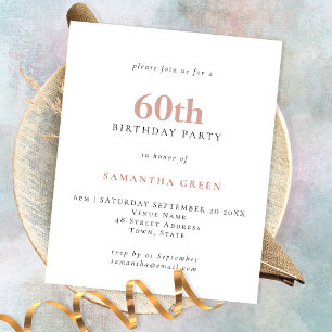 Flyer PAPER Texto simple Rubor 60º cumpleaños Invitación