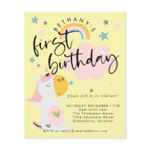PAPER Unicornio Chica Invitación de color amarillo