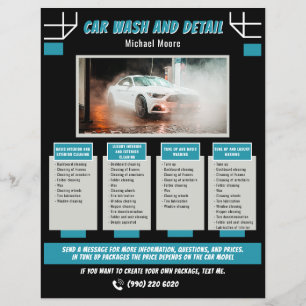Flyer Paquete de precio de lavado de autos y detalles au