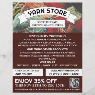 Flyer Paquete de punto, Tienda de punto, Tienda Yarn