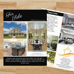 Flyer Para la venta de bienes raíces Listado de 2 lados<br><div class="desc">Muestra tu anuncio en esta moda de un folleto inmobiliario de dos lados con un acento negro. Envíe estos folletos elegantes a los clientes potenciales que compren su casa en su área de propiedades. Personalizar con el nombre de su empresa inmobiliaria y datos de contacto en la parte posterior. Presenta...</div>