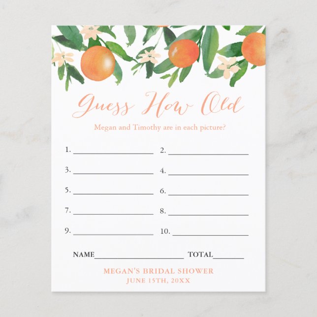 Flyer Parejas Bodas Ducha Adivinan Cómo Viejo Juego (Frente)