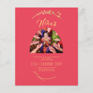Flyer Participación del Boda de fotografía de oro rojo N