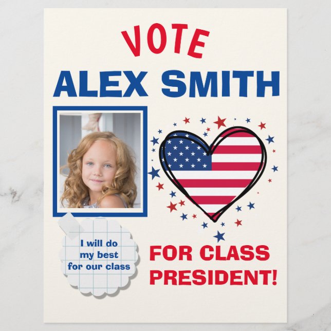 Flyer Participación en el voto para presidente de clase: (Frente)