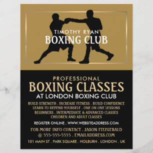 Flyer Partido de Boxeo Silueta, Anuncio de Clase de Boxe