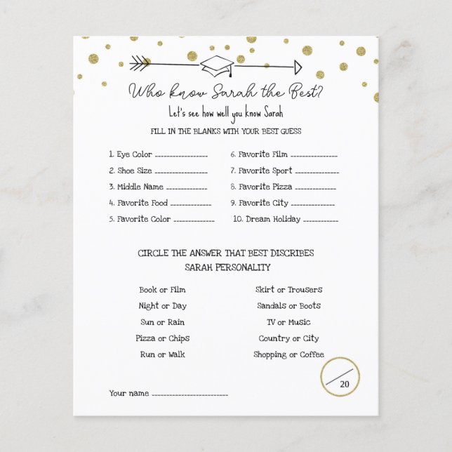 Flyer Partido de Graduación, Conoce el juego de los grad (Frente)