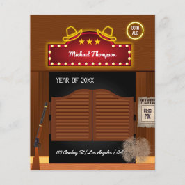 Flyer Partido de Graduación de Neon Wild West Cowboy