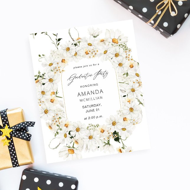 Flyer Partido de Graduación Floral Blanca Daisy de Presu (Subido por el creador)