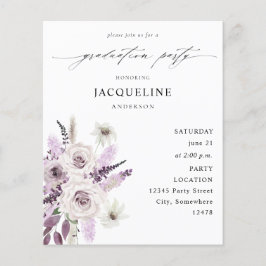 Flyer Partido de Graduación Floral Púrpura de Lavanda Pr