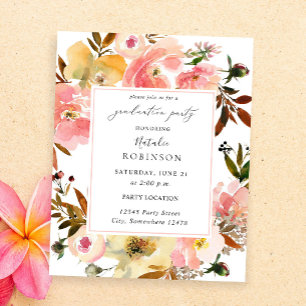 Flyer Partido de Graduación Floral Rosa y Amarilla del C