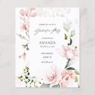 Flyer Partido de Graduación Floral Rosa y Eucalyptus