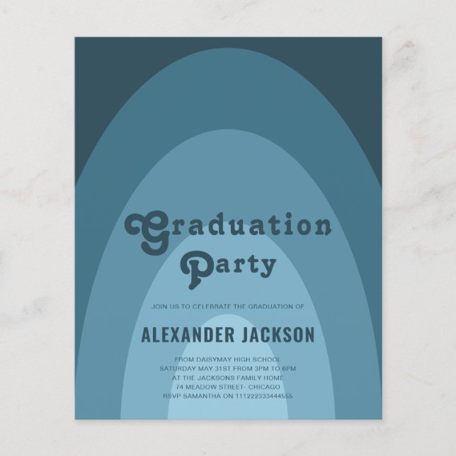 Flyer Partido de Graduación Retro Presupuesto Azul (Frente)