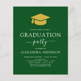 Flyer Partido de la Graduación Green Gold del presupuest