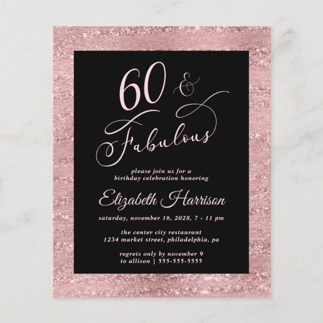 Flyer Partido de los 50 Años Elegante Oro Rosa (Frente)