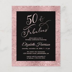 Flyer Partido de los 50 Años Elegante Oro Rosa