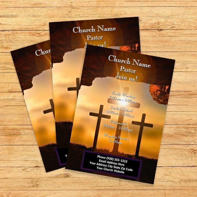 Flyer Pascua de Calvario Cruzada, Únete a los Servicios  (Cross Calvary Easter, Join Us Services Flyer)