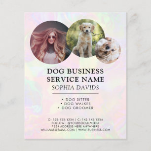 Flyer Paseador de mascotas holográfico iridiscente perso