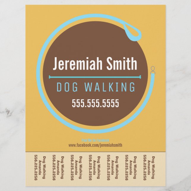 Flyer Paseador de Perro Walker Leash Loop Blue Tear Shee (Frente)