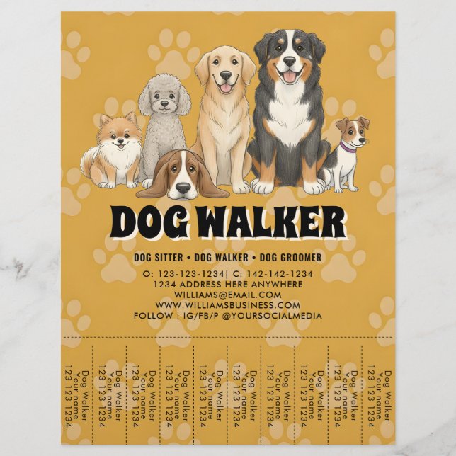 Flyer Paseador de perros de cuidado de mascotas promocio (Frente)