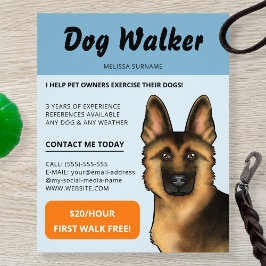 Flyer Paseador de Perros Pastor Alemán Servicio de Paseo