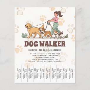 Flyer Paseador de Perros Promocional de Cuidado de Masco