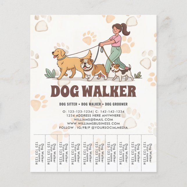 Flyer Paseador de Perros Promocional de Cuidado de Masco (Frente)