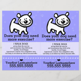 Flyer Paseo de Perro.Caminando.2 por 1.Personalizable.