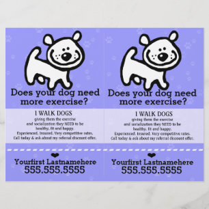 Flyer Paseo de Perro.Caminando.2 por 1.Personalizable.