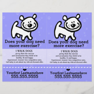 Flyer Paseo de Perro.Caminando.2 por 1.Personalizable.