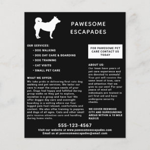 Flyer Paseo de Perro y Mascota Sitter Negro