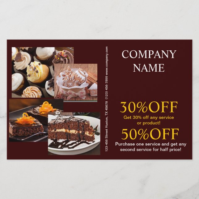 Flyer pastel moderno de postre pastelero panadería (Frente)