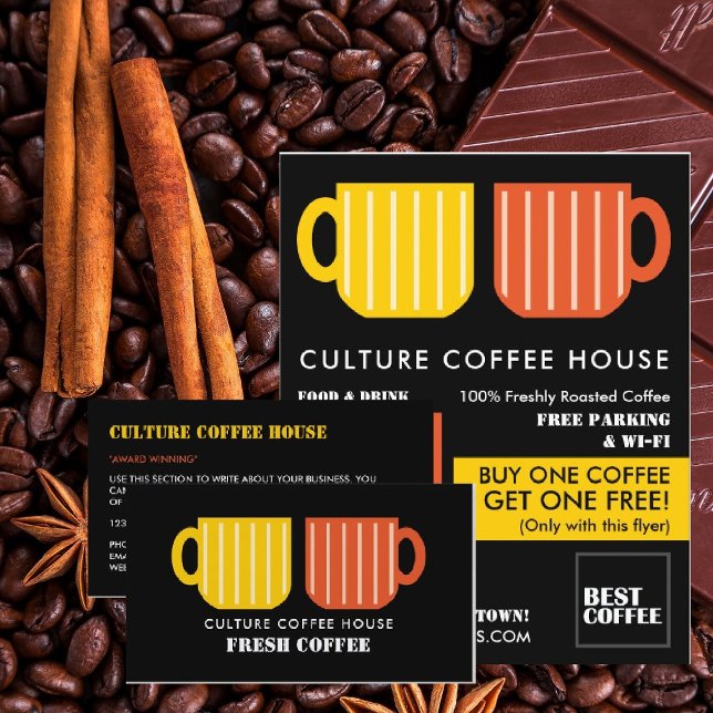 Flyer Pastel Mug Icons Barista, Café, Coffeehouse (Subido por el creador)
