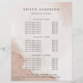 Flyer Pastel Rosa Polvo y Oro Precios y Servicios