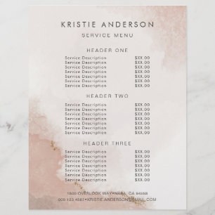 Flyer Pastel Rosa Polvo y Oro Precios y Servicios
