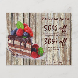 Flyer pastelería de chocolate con postre rústico de made