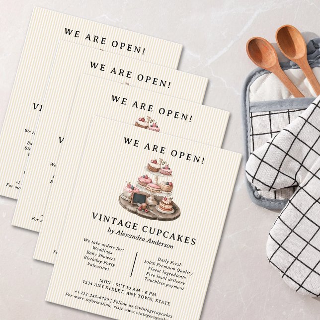 Flyer Pastelería retro de pastelería vintage (Vintage Cupcake Retro Bakery Pastry Sweets Flyer)