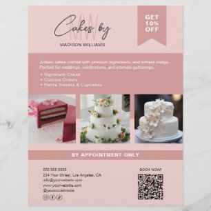 Flyer Pastelería Torta Logotipo Monograma Personalizado 