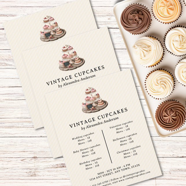 Flyer Pasteles de repostería retro retro (Vintage Cupcakes Retro Bakery Pastry Dessert Flyer )