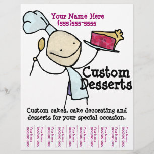 Flyer Pasteles personalizados. Decoración. Restauración
