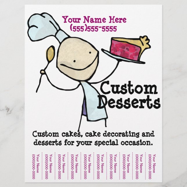 Flyer Pasteles personalizados. Decoración. Restauración (Frente)