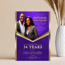 Pastoral Aniversario Purple & Gold Frame Church