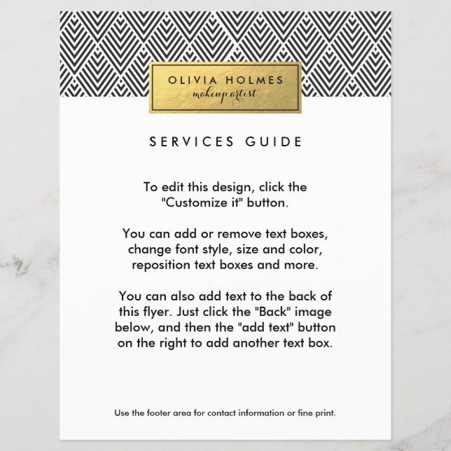 Flyer Patrón Chevron de Relieve metalizado Black & Gold  (Frente)