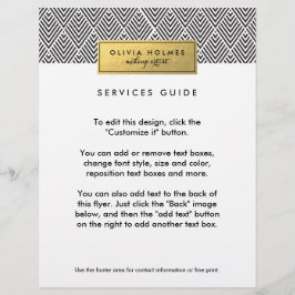 Flyer Patrón Chevron de Relieve metalizado Black & Gold